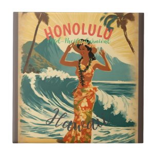 Azulejo De Cerâmica Estilo Vintage Viagem Honolulu Médio Havaiano - Pa