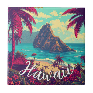 Azulejo De Cerâmica Estilo Vintage Viagem Honolulu Médio Havaiano - Pa
