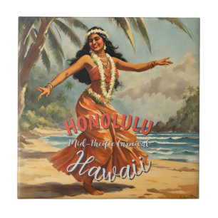 Azulejo De Cerâmica Estilo Vintage Viagem Honolulu Médio Havaiano - Pa