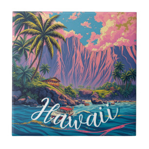 Azulejo De Cerâmica Estilo Vintage Viagem Honolulu Médio Havaiano - Pa