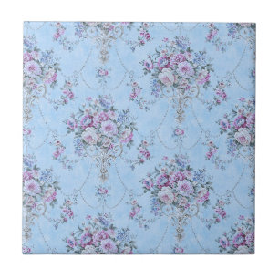 Azulejo De Cerâmica Estilo Vitoriano Branco Azul Francês Floral