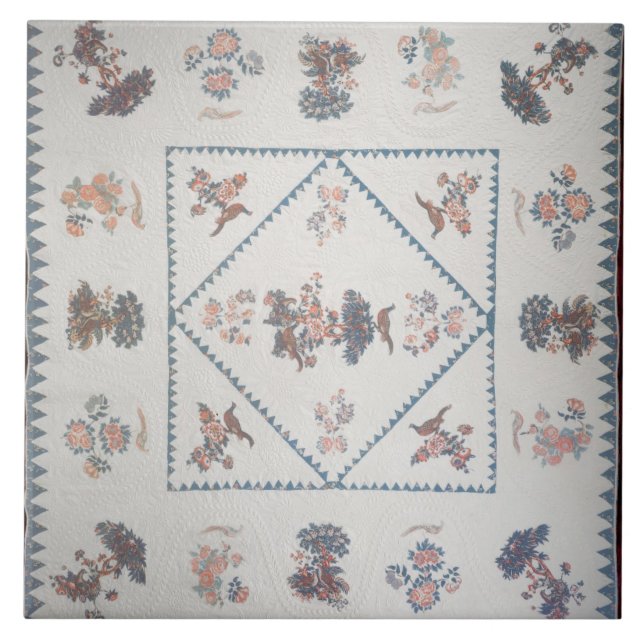 Azulejo De Cerâmica Estofe no "Broderie Perse", c.1800 (aplicado, (Frente)