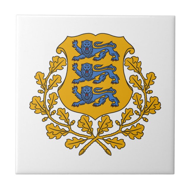 Azulejo De Cerâmica Estonia country coat arms symbol emblem flag (Frente)