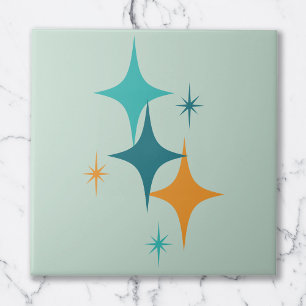 Azulejo De Cerâmica Estouro de Estrela Atômico do Meio do Século em Az