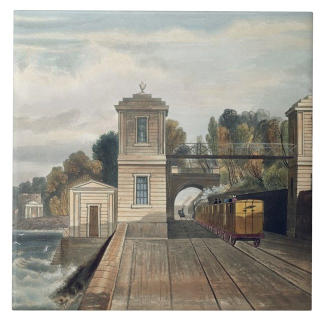 Azulejo De Cerâmica Estrada de ferro de Dublin e de Kingstown: (Frente)