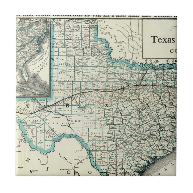 Azulejo De Cerâmica Estrada de ferro de Texas o Pacífico (Frente)
