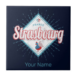 Azulejo De Cerâmica Estrasburgo Grand Est France Retro Rooster Vintage