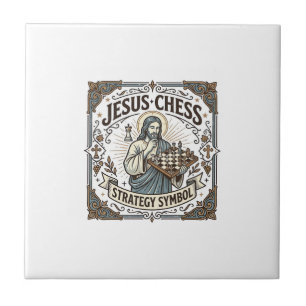 Azulejo De Cerâmica Estratégia de Xadrez Jesus Símbolo Estratégia de X