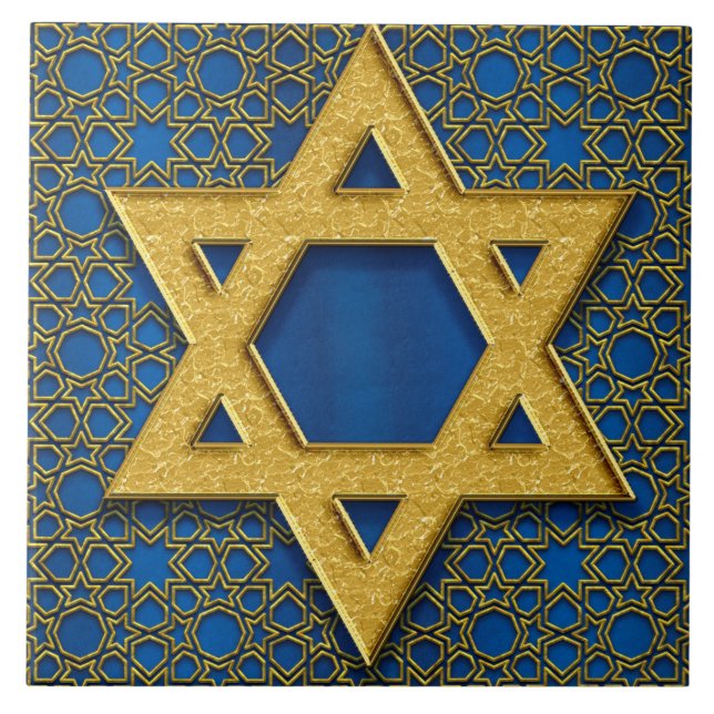 Azulejo De Cerâmica Estrela de David, Presente de Feriado de Hanukkah (Frente)