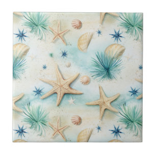 Azulejo De Cerâmica Estrela-do-Mar Elegante - Decoração Costeira, Insp