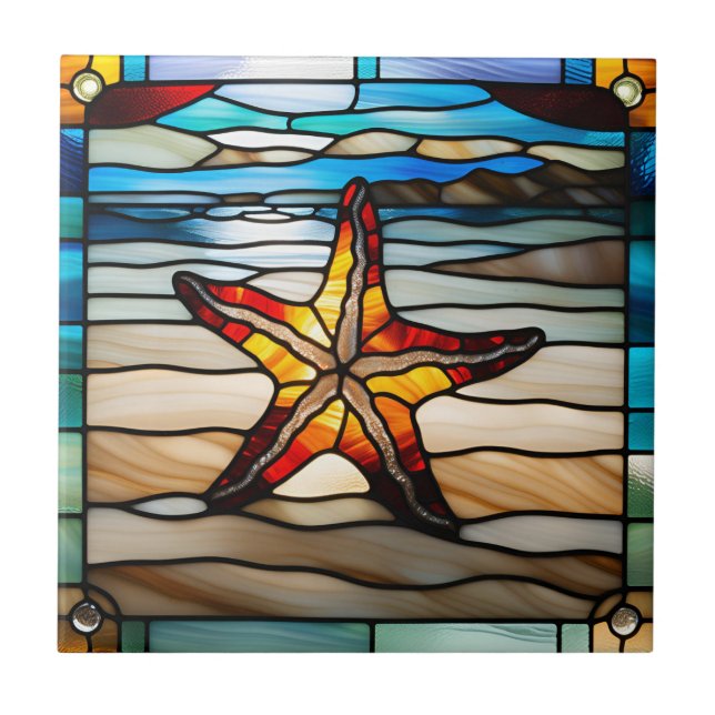 Azulejo De Cerâmica Estrela-do-Mar em Falso Vidro Corado (Frente)