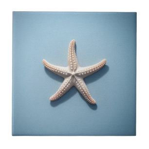 Azulejo De Cerâmica Estrela-do-mar Exótica com Fundo Azul Preto
