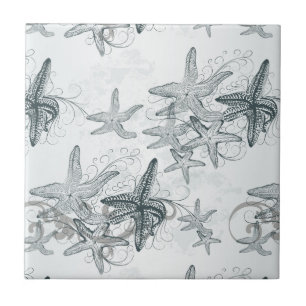 Azulejo De Cerâmica Estrela do mar no teste padrão do mar