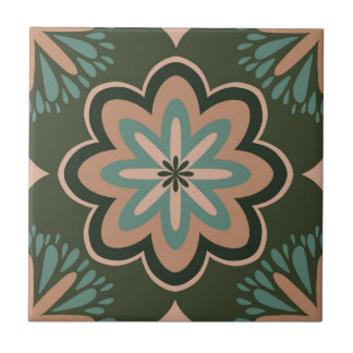 Azulejo De Cerâmica Estrela Floral Retroativa em Ossos Profundos da Te