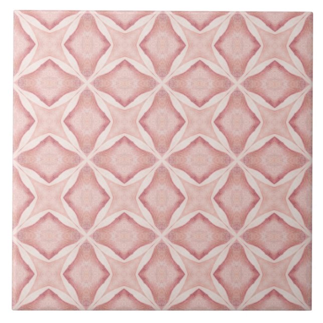 Azulejo De Cerâmica Estrela Geométrica Rosa Vibrante Inspirada (Frente)