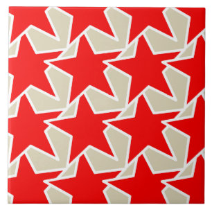 Azulejo De Cerâmica Estrela Moderna Geométrica - vermelho profundo e