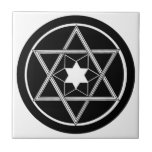 Azulejo De Cerâmica Estrela redonda de David<br><div class="desc">Estrela de David em preto e branco em círculo.</div>