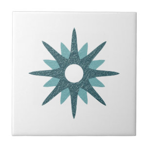 Azulejo De Cerâmica Estrela Solitária Turquesa em Estilo Moderno de Me