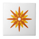 Azulejo De Cerâmica Estrela Vermelha-Laranja do Solteiro Moderno do Sé<br><div class="desc">Médio moderno do século com inspiração de design com rajada vermelha-laranja vintage sobre fundo branco. Design simples e limpo moderno.</div>