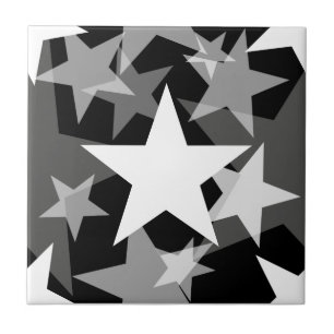 Azulejo De Cerâmica Estrelas 3 preto e branco