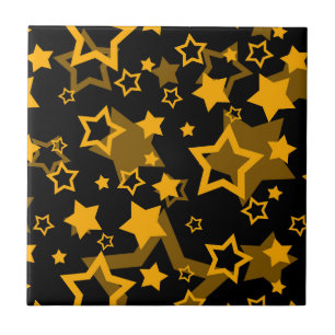Azulejo De Cerâmica Estrelas Amarelas Douradas Brilham Design
