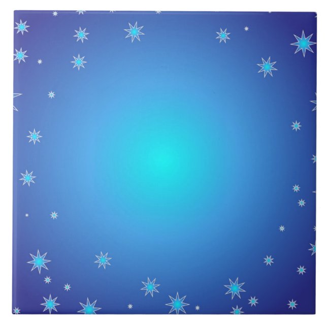 Azulejo De Cerâmica Estrelas Azuis (Frente)