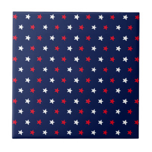Azulejo De Cerâmica Estrelas brancas vermelhas, padrão do estilo amer