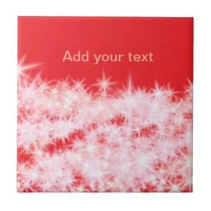 Azulejo De Cerâmica Estrelas brilhantes cor-de-rosa vermelho simples a