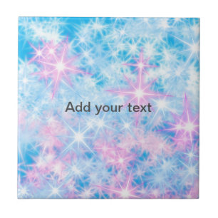 Azulejo De Cerâmica Estrelas brilhantes de brilho azul simples adicion