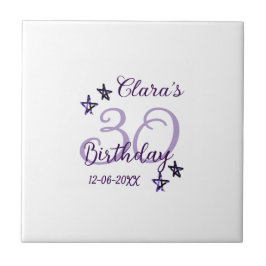 Azulejo De Cerâmica Estrelas brilhantes roxas retro moderno aniversári