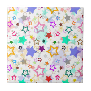 Azulejo De Cerâmica Estrelas Coloridas Brancas