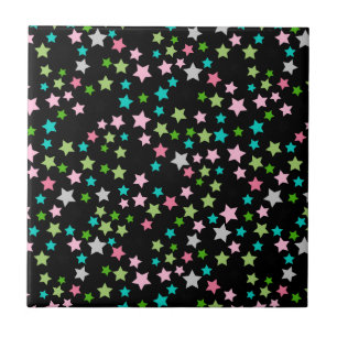 Azulejo De Cerâmica Estrelas Coloridas de Arco-íris Noite Estrelada Pr