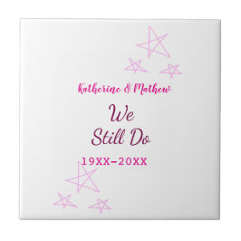 Azulejo De Cerâmica Estrelas cor-de-rosa Aniversário da renovação do V