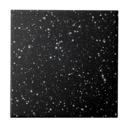 Azulejo De Cerâmica Estrelas de Brilho2 - Preto Prateado