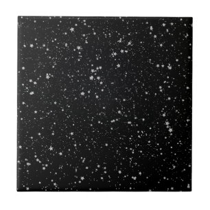 Azulejo De Cerâmica Estrelas de Brilho2 - Preto Prateado
