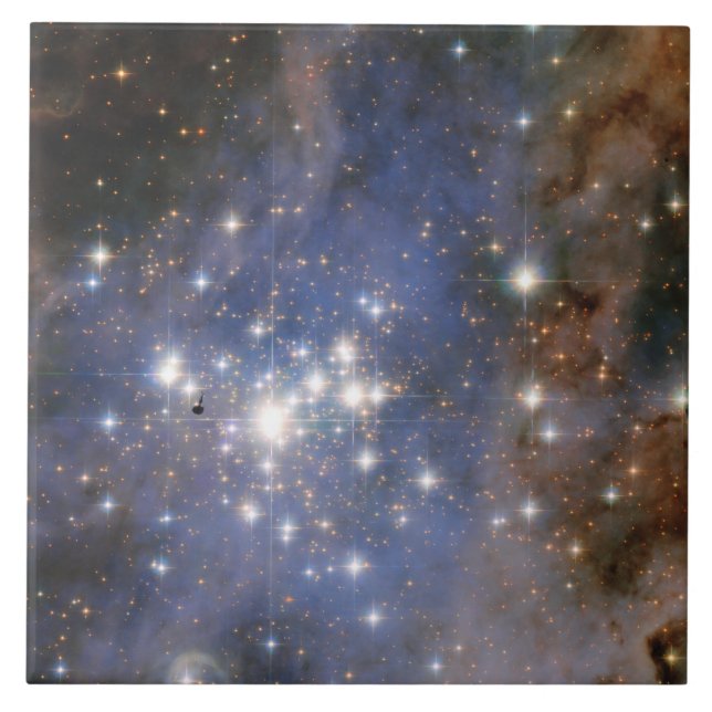 Azulejo De Cerâmica Estrelas de Diamante no Espaço Hubble na Nebulosa  (Frente)