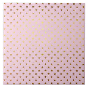 Azulejo De Cerâmica Estrelas de Folha Metálica Dourada é Rosa Rosa Ros
