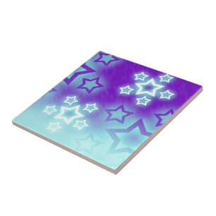 Azulejo De Cerâmica Estrelas de Inverno Roxo