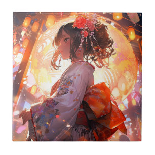 Azulejo De Cerâmica Estrelas de Meninas de Anime