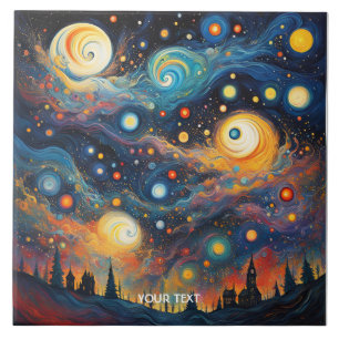 Azulejo De Cerâmica Estrelas de Planeta Espiral Fantasy