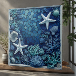 Azulejo De Cerâmica Estrelas do Mar Recife de Coral Conchas Decoração 