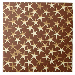 Azulejo De Cerâmica Estrelas Douradas de chocolate marrom