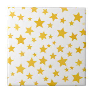 Azulejo De Cerâmica estrelas douradas em fundo branco