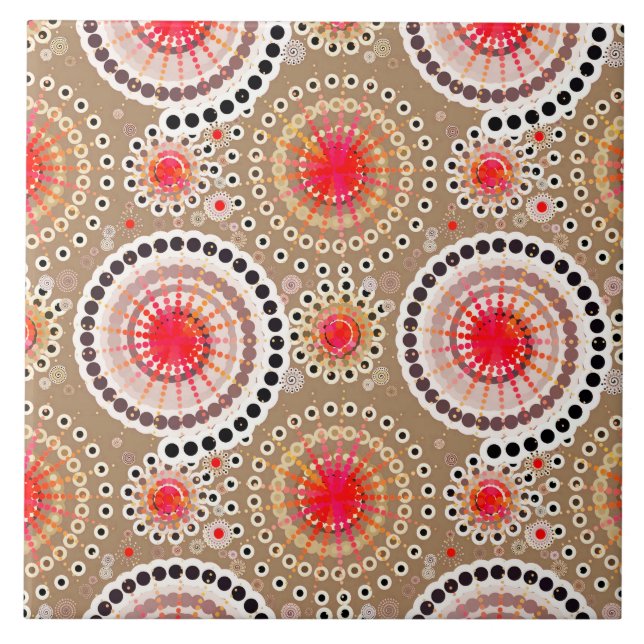 Azulejo De Cerâmica Estrelas e pinhões, esticadas, vermelhas, brancas (Frente)