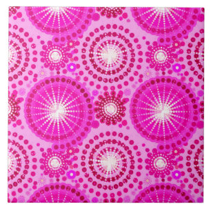 Azulejo De Cerâmica Estrelas e pinhões, orquídeas e magenta