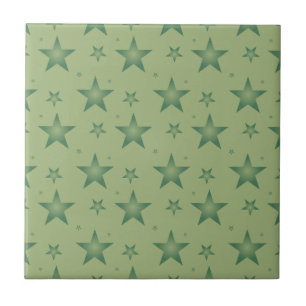 Azulejo De Cerâmica Estrelas Elegante e Na moda em Verde Sage