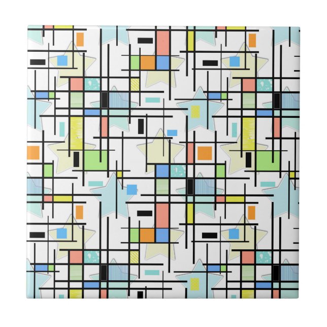 Azulejo De Cerâmica Estrelas em um plano de fundo controlado. (Frente)