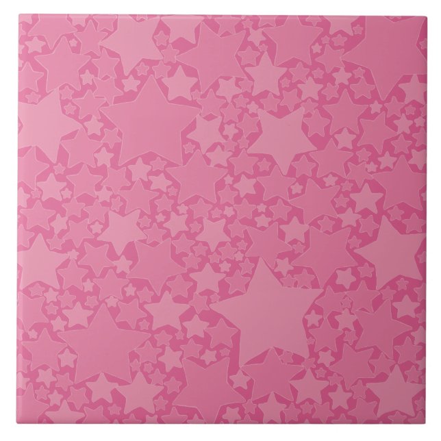 Azulejo De Cerâmica Estrelas, Estrelas, Estrelas - Rosa (Frente)