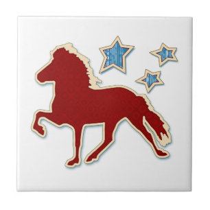 Azulejo De Cerâmica Estrelas festivas do cavalo islandês