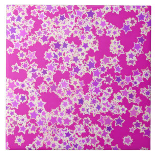 Azulejo De Cerâmica Estrelas, tons de lilás contra magenta